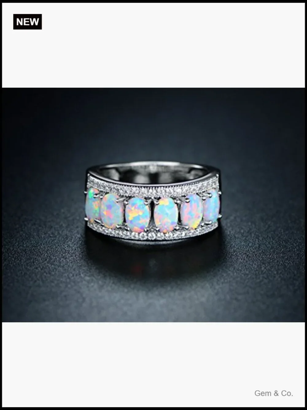 Oval-Cut Created Opal & Cubic Zirconia Statement Ring 18k Gold Plated